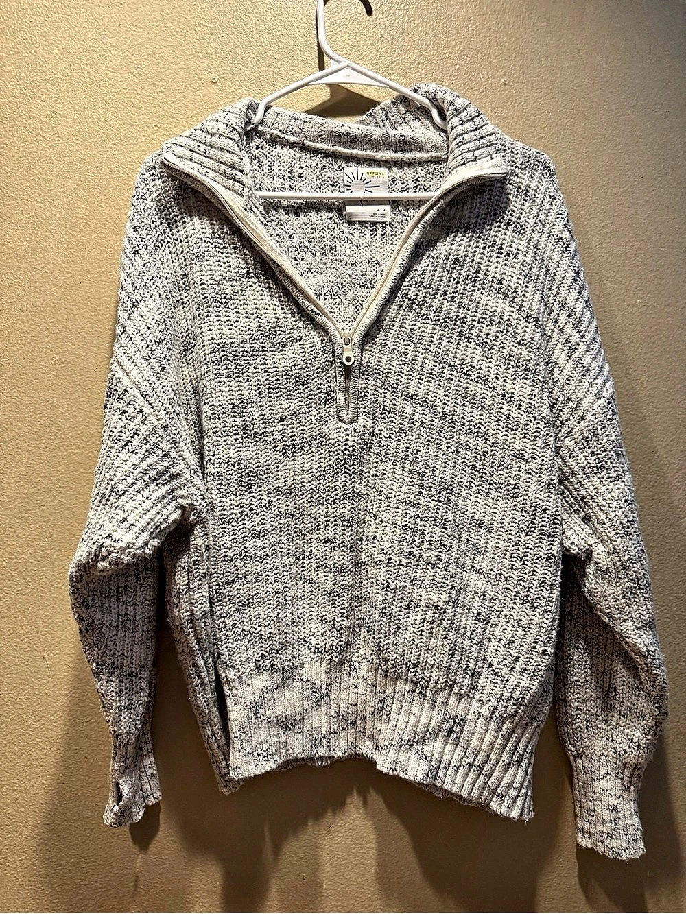 Offline by aerie Women's Textured Quarter-Zip Sweater in Gray & White medium